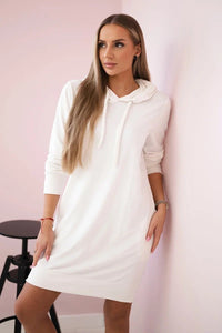 Velor dress with a hood 9366 / – Ecru цвет / color | Lexline Fashion