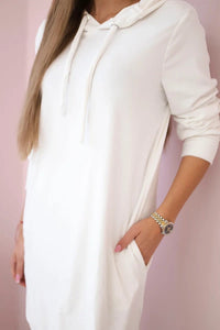 Velor dress with a hood 9366 / – Ecru цвет / color | Lexline Fashion