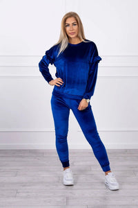 Velor set with frills 9236 / – Blue цвет / color | Lexline Fashion