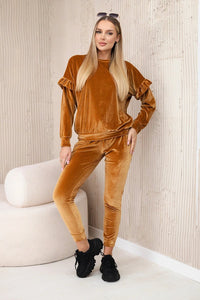 Velor set with frills 9236 / – Camel цвет / color | Lexline Fashion