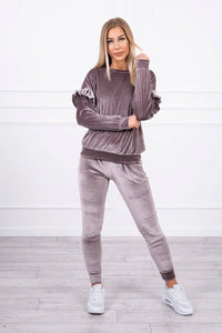 Velor set with frills 9236 / – Gray цвет / color | Lexline Fashion