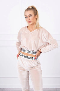 Velor set with hood 9104 / – Beige цвет / color | Lexline Fashion