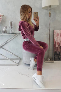 Velor set with hood 9104 / – Dark || pink цвет / color | Lexline Fashion