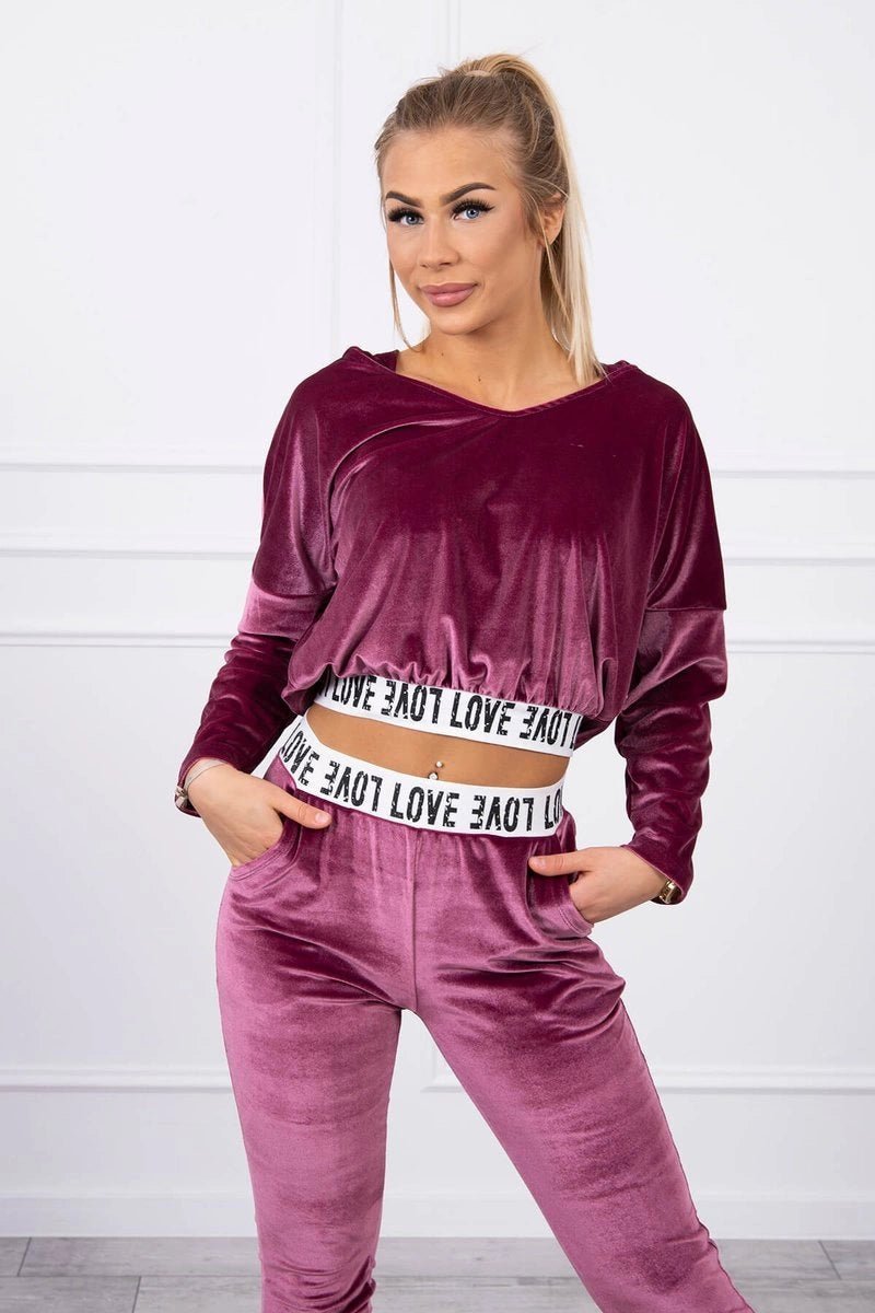 Velor set with hood 9104 / – Dark || pink цвет / color | Lexline Fashion