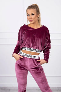 Velor set with hood 9104 / – Dark || pink цвет / color | Lexline Fashion