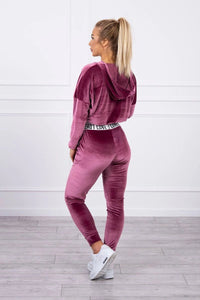 Velor set with hood 9104 / – Dark || pink цвет / color | Lexline Fashion