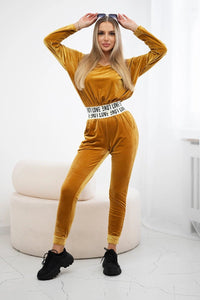 Velor set with hood 9104 / – Mustard цвет / color | Lexline Fashion