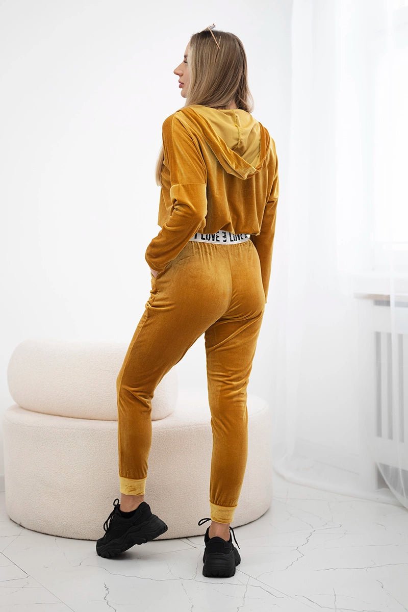 Velor set with hood 9104 / – Mustard цвет / color | Lexline Fashion
