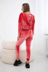 Velor set with hood 9104 / – Raspberry цвет / color | Lexline Fashion