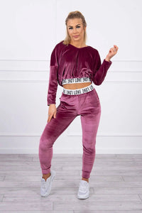 Velor set with hood 9104 / – Raspberry цвет / color | Lexline Fashion
