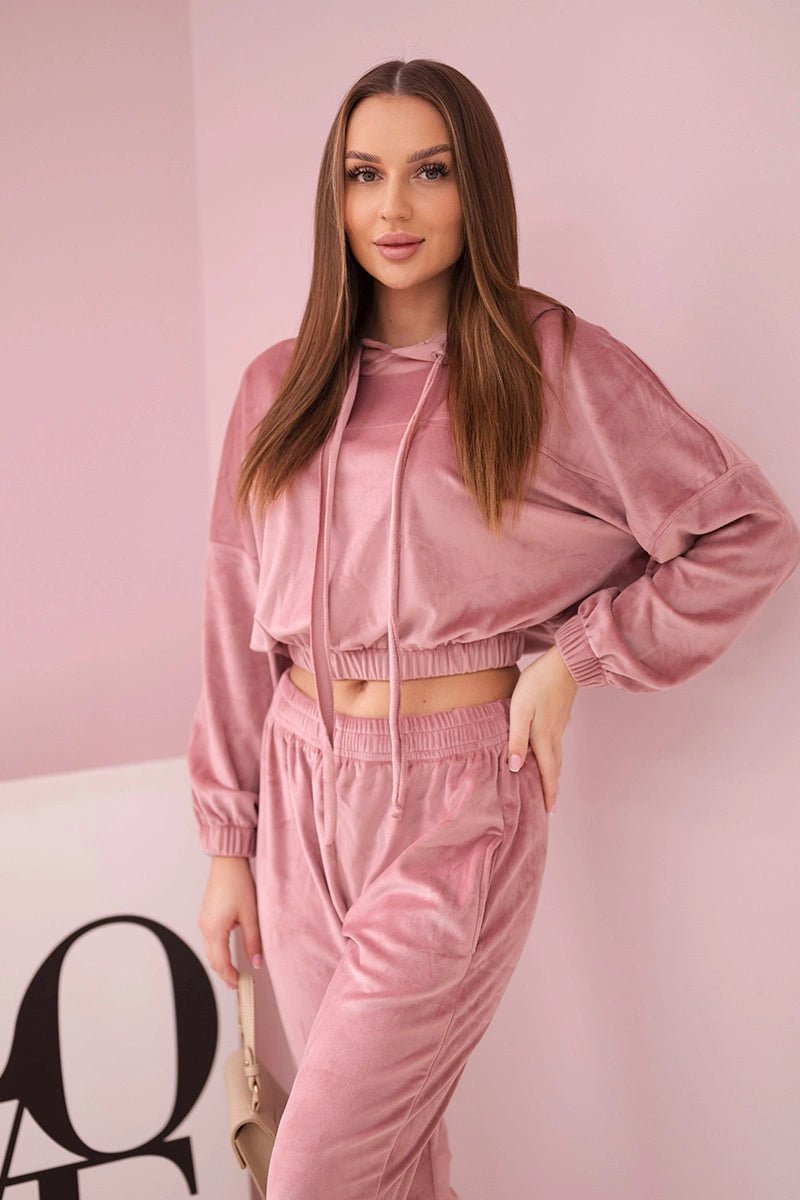 Velor set with hood 9372 / – Dark powder цвет / color | Lexline Fashion