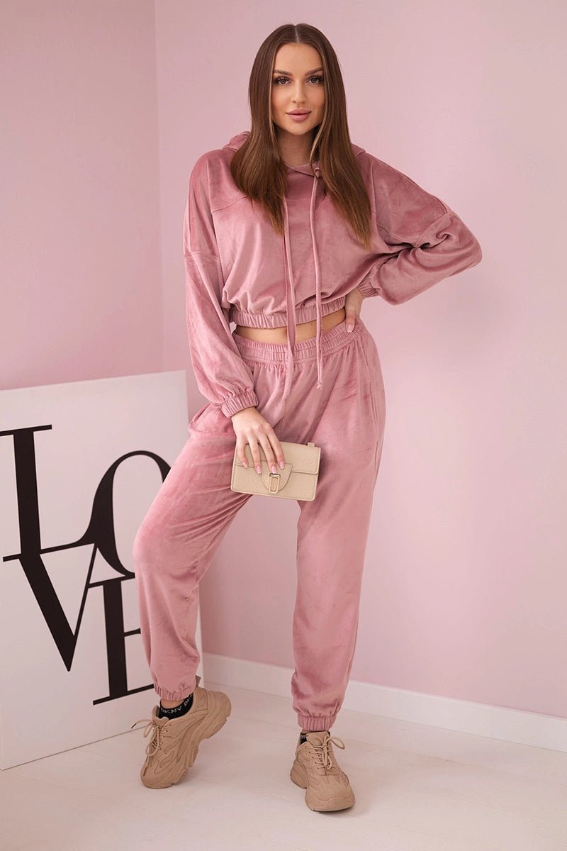 Velor set with hood 9372 / – Dark powder цвет / color | Lexline Fashion