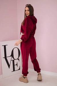 Velor set with hood 9372 / – Ecru цвет / color | Lexline Fashion