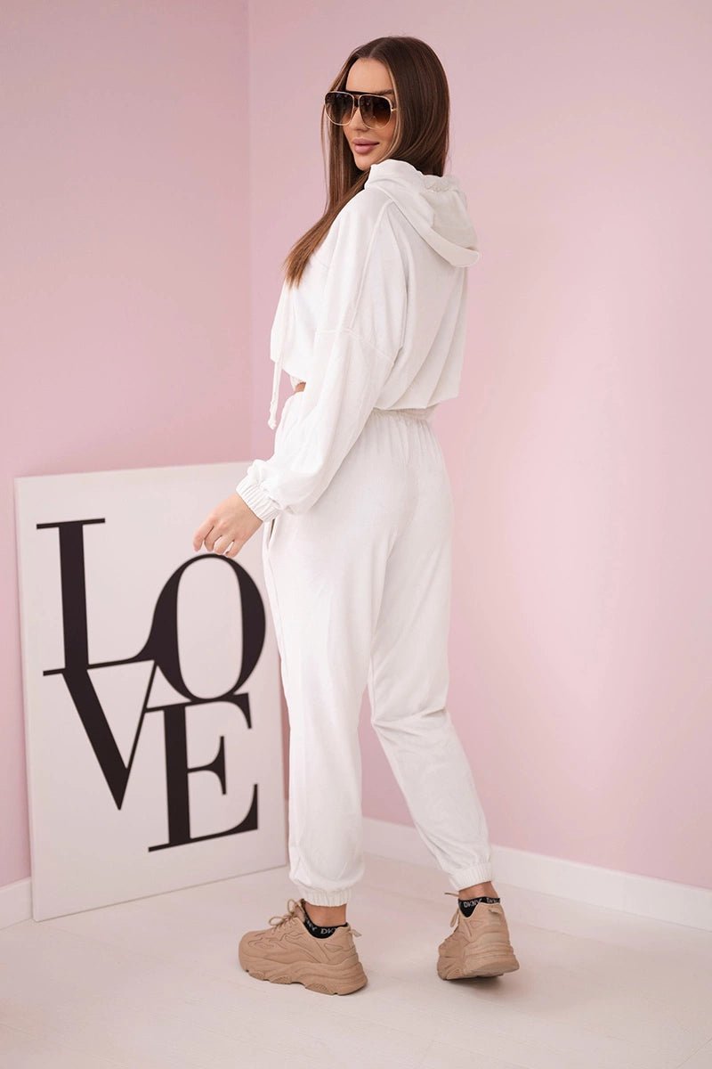 Velor set with hood 9372 / – Ecru цвет / color | Lexline Fashion