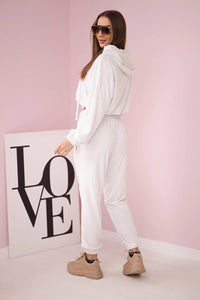 Velor set with hood 9372 / – Ecru цвет / color | Lexline Fashion