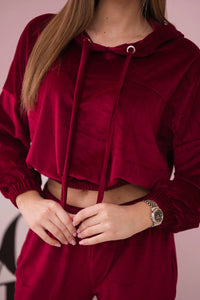 Velor set with hood 9372 / – Fuchsia цвет / color | Lexline Fashion