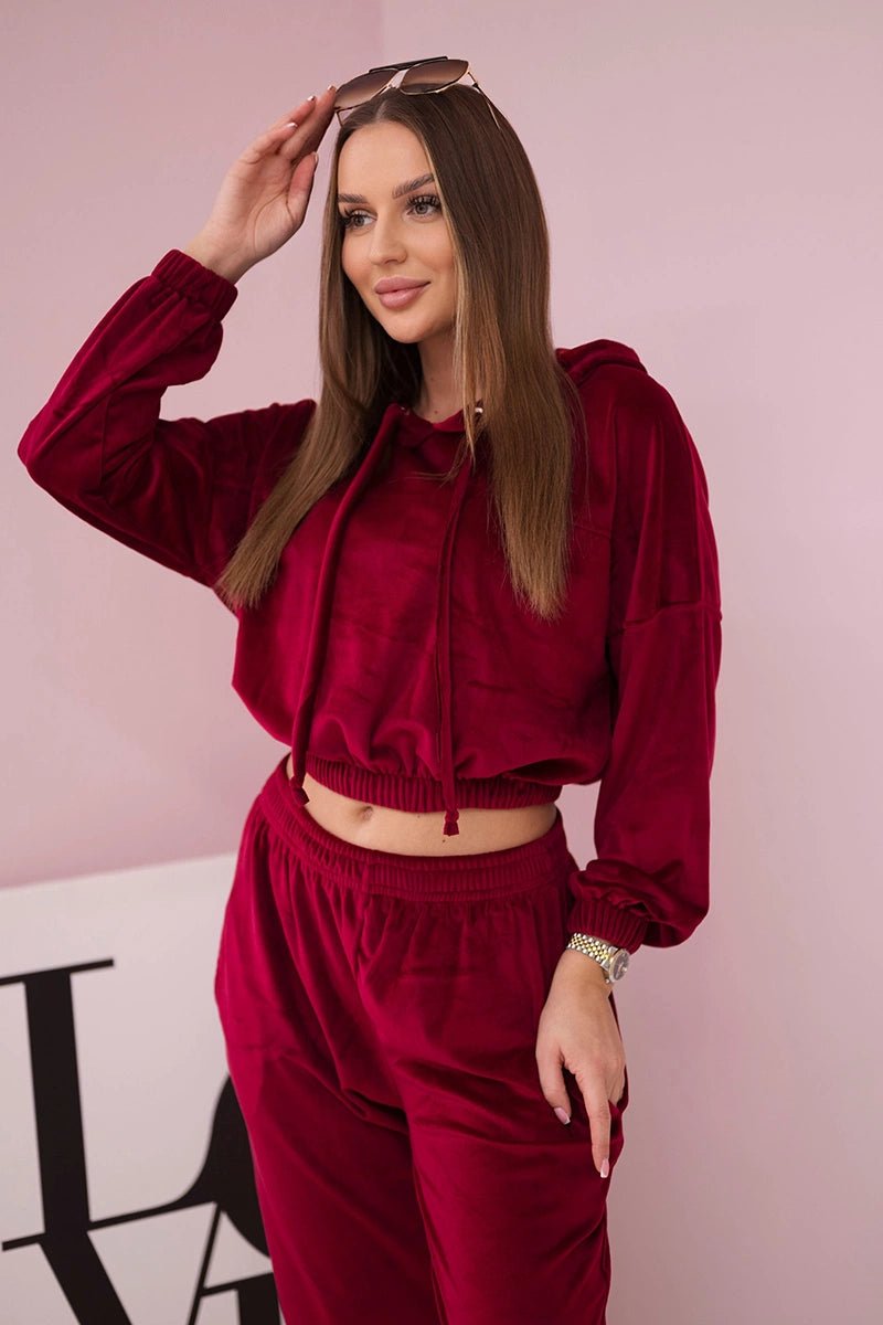 Velor set with hood 9372 / – Fuchsia цвет / color | Lexline Fashion