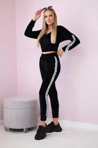 Velor set with inscription 67803 / – Black цвет / color | Lexline Fashion