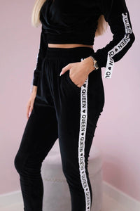 Velor set with inscription 67803 / – Black цвет / color | Lexline Fashion