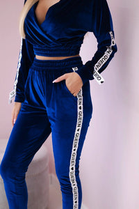 Velor set with inscription 67803 / – Blue cornflower цвет / color | Lexline Fashion