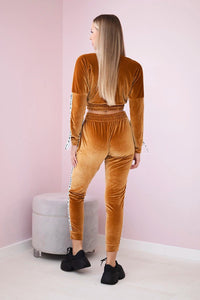 Velor set with inscription 67803 / – Camel цвет / color | Lexline Fashion