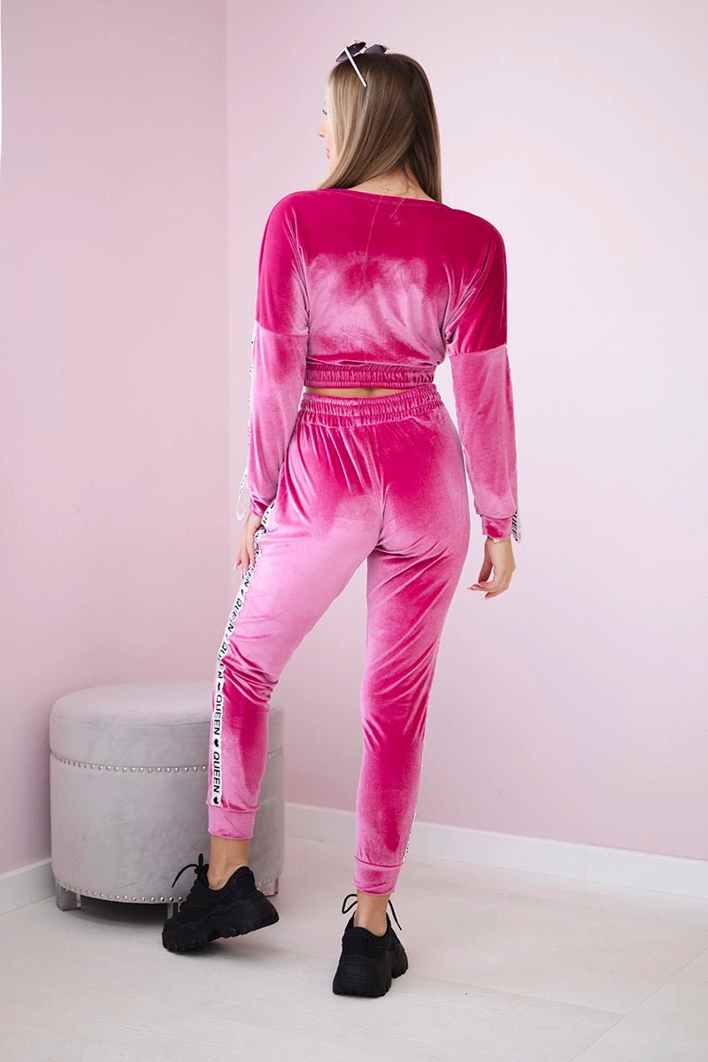 Velor set with inscription 67803 / – Fuchsia цвет / color | Lexline Fashion