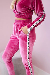 Velor set with inscription 67803 / – Fuchsia цвет / color | Lexline Fashion