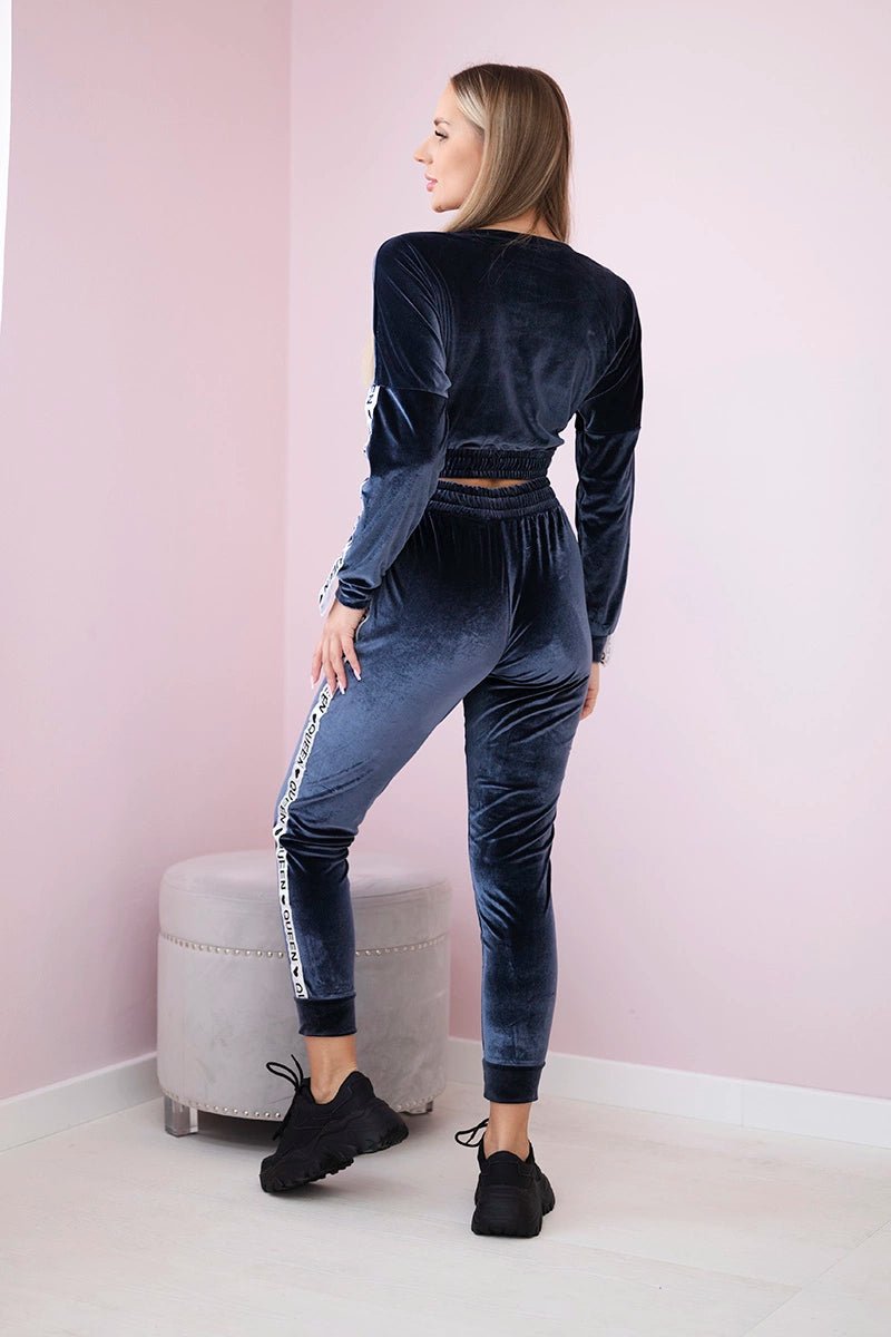 Velor set with inscription 67803 / – Graphite цвет / color | Lexline Fashion