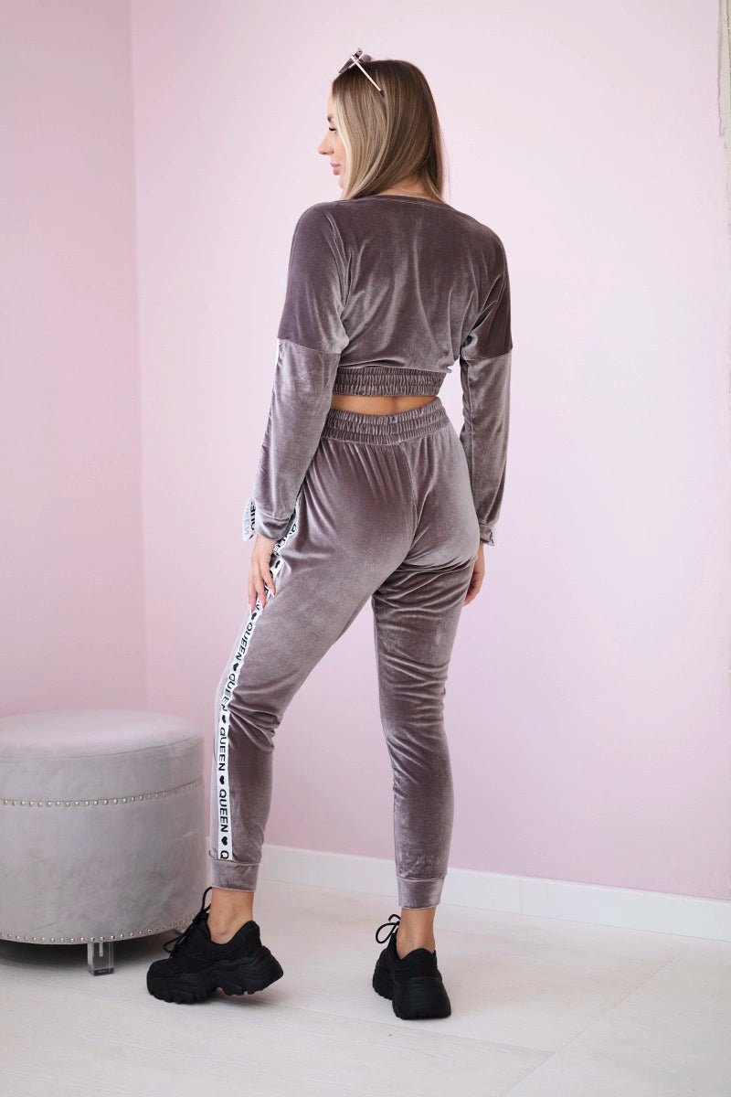 Velor set with inscription 67803 / – Gray цвет / color | Lexline Fashion