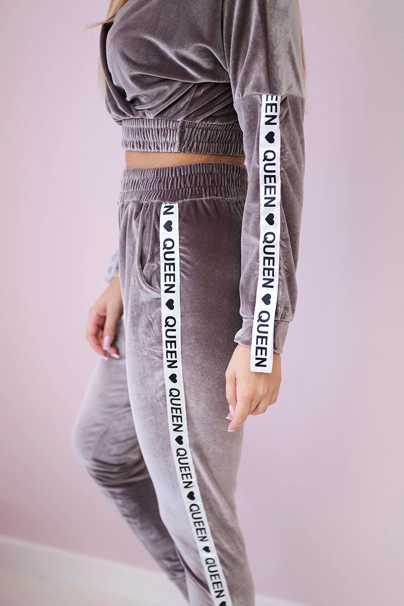 Velor set with inscription 67803 / – Gray цвет / color | Lexline Fashion
