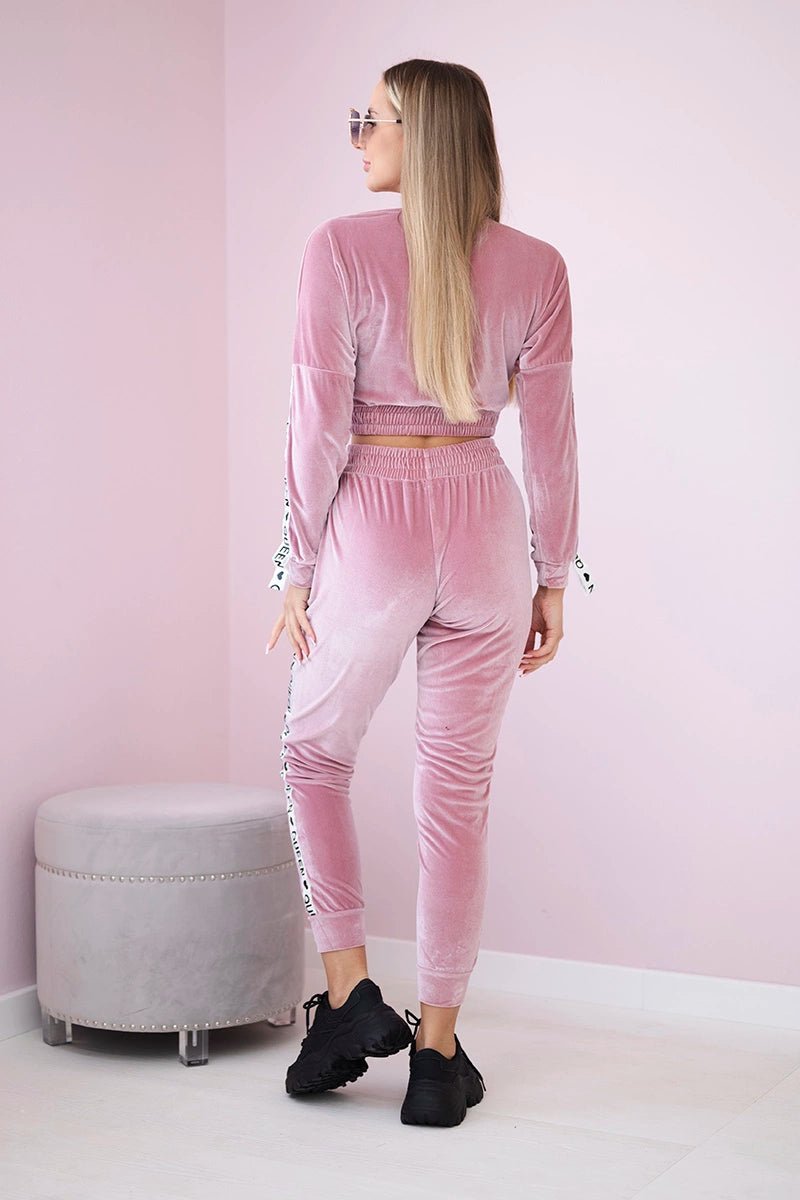 Velor set with inscription 67803 / – Powder || Dark цвет / color | Lexline Fashion