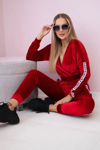 Velor set with inscription 67803 / – Red цвет / color | Lexline Fashion