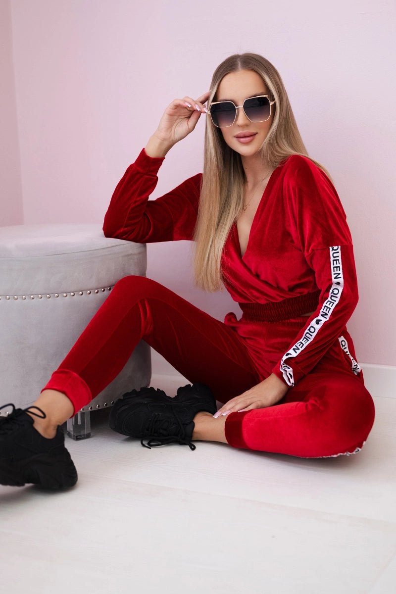 Velor set with inscription 67803 / – Red цвет / color | Lexline Fashion