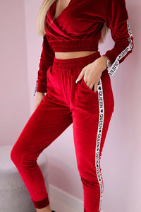 Velor set with inscription 67803 / – Red цвет / color | Lexline Fashion