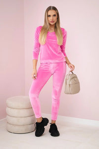 Velor set with ruffles at the back 9246 / – Pink цвет / color | Lexline Fashion