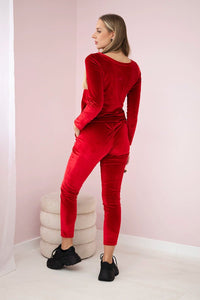 Velor set with ruffles at the back 9246 / – Red цвет / color | Lexline Fashion