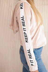 Velor sweatshirt with a hood 9101 / – Beige цвет / color | Lexline Fashion