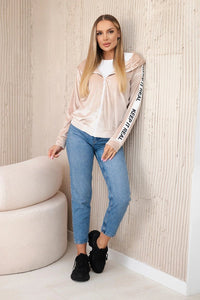 Velor sweatshirt with a hood 9101 / – Beige цвет / color | Lexline Fashion
