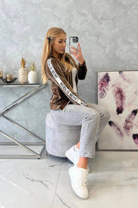 Velor sweatshirt with a hood 9101 / – Brown цвет / color | Lexline Fashion