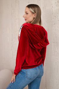 Velor sweatshirt with a hood 9101 / – Red цвет / color | Lexline Fashion