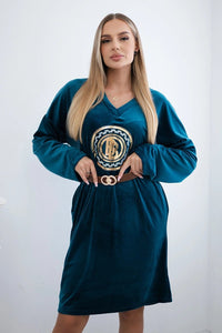Velour dress with belt ART9155 / – Marine цвет / color | Lexline Fashion