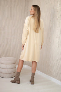 Velour dress with V - neck ART9158 / – Light || Beige цвет / color | Lexline Fashion