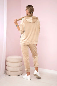 Velour set hoodie + pants 6106 / – Beige цвет / color | Lexline Fashion