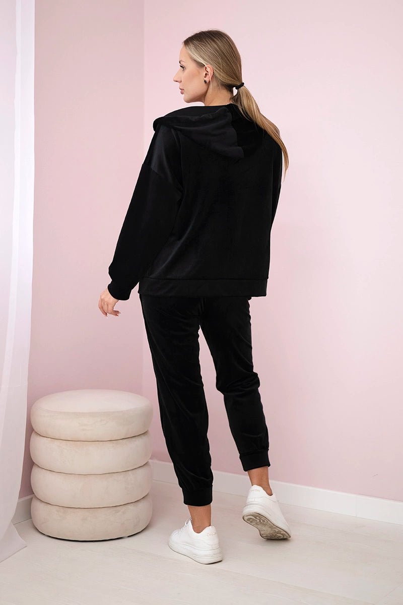 Velour set hoodie + pants 6106 / – Black цвет / color | Lexline Fashion