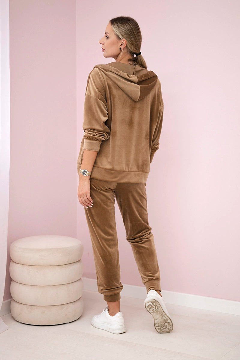 Velour set hoodie + pants 6106 / – Camel цвет / color | Lexline Fashion