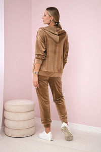 Velour set hoodie + pants 6106 / – Camel цвет / color | Lexline Fashion
