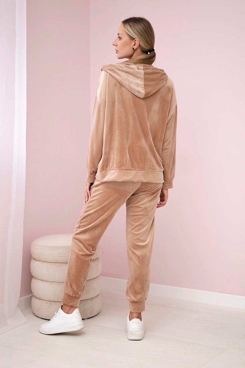 Velour set hoodie + pants 6106 / – Dark || beige цвет / color | Lexline Fashion