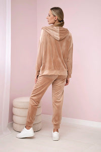 Velour set hoodie + pants 6106 / – Dark || beige цвет / color | Lexline Fashion