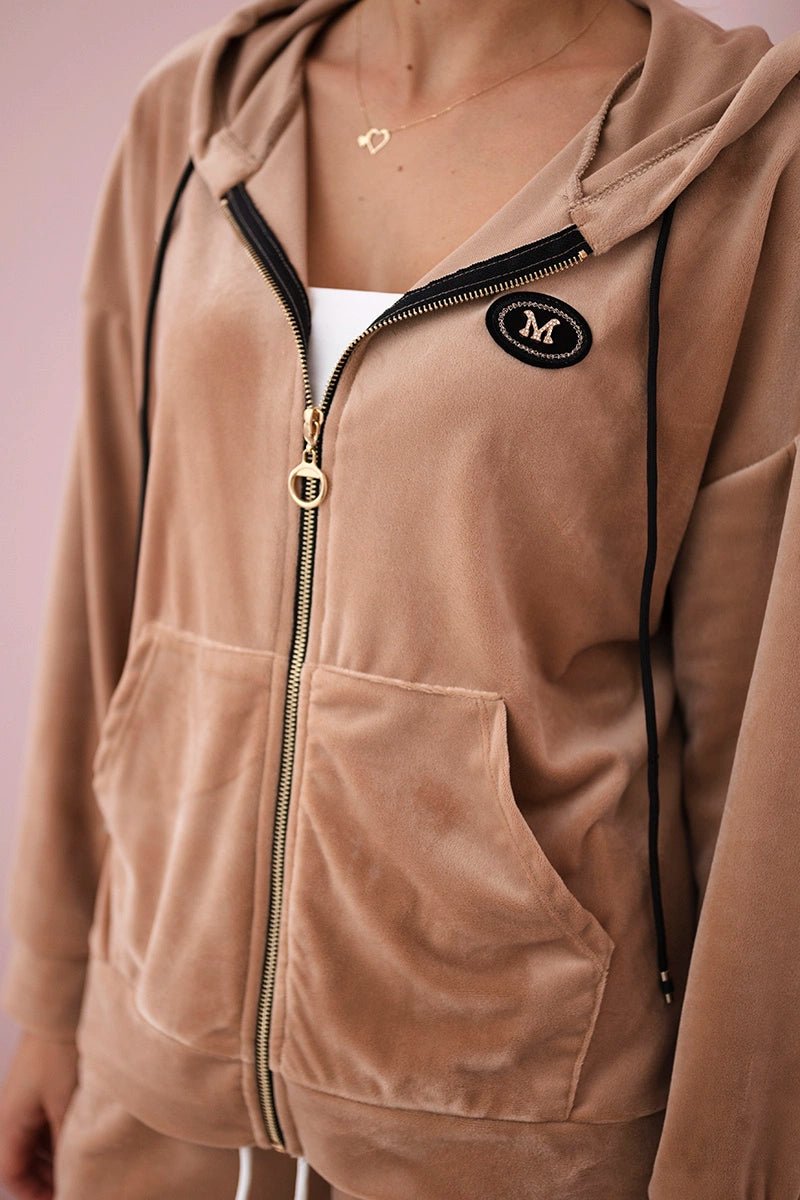 Velour set hoodie + pants 6106 / – Dark || beige цвет / color | Lexline Fashion