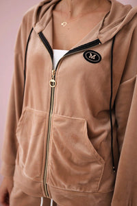 Velour set hoodie + pants 6106 / – Dark || beige цвет / color | Lexline Fashion
